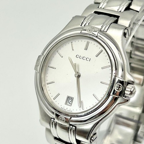 Gucci 9040m silver dial date - 9040m,