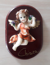 Quadretto con angelo custode in rilievo nome Chiara 12 x 8 cm bordeaux donna