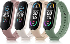 4 Pezzi Cinturino per Mi Band 5 Xiaomi Mi Band 6 Cinturino, Cinturini Silicone M