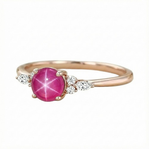 Anello con rubino - , stella