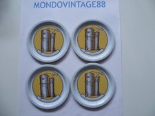 4 PZ SOTTOBICCHIERI LATTA ANTICO DISTILLATORE ACQUA DISTILLATA PAGANI LECCO 9 CM