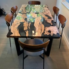 Tavolino da caffè in resina epossidica ultra trasparente acacia arredamento c...