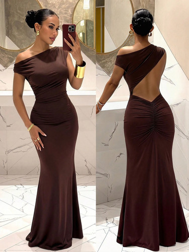 Maxi abito bodycon marrone