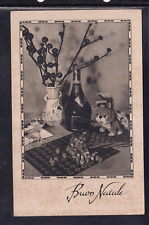 Cartolina Buon Natale Bottiglia Bicchiere Tombola Pupazzo Z1252