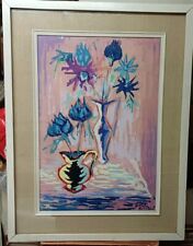 VOLTOLINO FONTANI OLIO SU CARTONE VASO DI FIORI CON AUTENTICA LIVORNO 50X35 CM