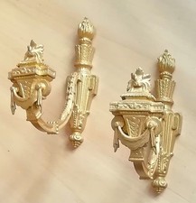 SPEDIZIONE GRATUITA Antica tenda francese bronzo cesellata 7"x9" TIEBACKS XVIII SECOLO