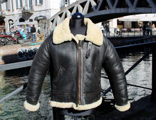 Giubbotto bomber aviatore B-3 vintage anni '90 montone vera pelle 44/46 unisex