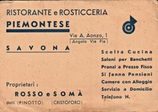 BIGLIETTO DA VISITA - RISTORANTE e ROSTICCERIA PIEMONTESE SAVONA - 