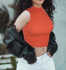 Crop top donna casual finto