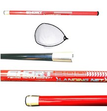 Manico Guadino Completo Short 3Mt Testa Rete Silicone Carbonio Pesca Spinning