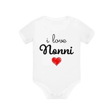 Body in cotone per neonato personalizzato i love nonni con cuoricino rosso
