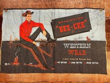 Insegna pubblicitaria Cowboy DEE-CEE Western Jeans store Denim Banner 24 poll...
