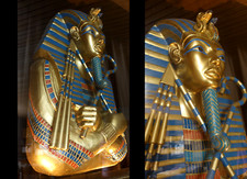 RARITÀ Grande MASCHERA MORTALE TUTANKHAMON busto legno faraone Egitto statua