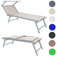 Lettino mare prendisole in alluminio tettuccio reclinabile pieghevole piscina