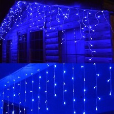 Luci di Natale tenda luminosa natalizia da esterno 380 led Blu + Bianco 10 MT 