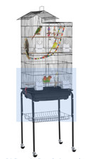 Gabbia Voliera per Uccelli Pappagalli Calopsite Inseparabili con Piedistallo 