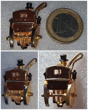 Spilla CARROZZA?COCCHIERE broche VINTAGE metallo CALESSE sciarpa giacca vestiti