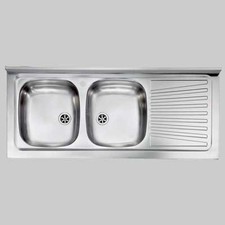 Lavello inox 2 vasche appoggio
