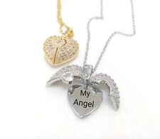 COLLANA CUORE ALI D' ANGELO PERSONALIZZABILE CON NOME DONNA IN ACCIAIO 316L