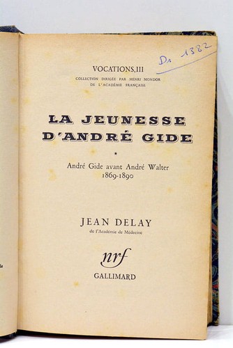Jeunesse andré gide - d'andré,