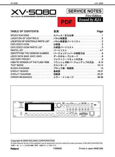 Roland 5080 service - roland, manual