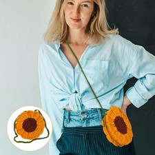  Borsa a tracolla artistica da donna realizzata all'uncinetto con fiori,