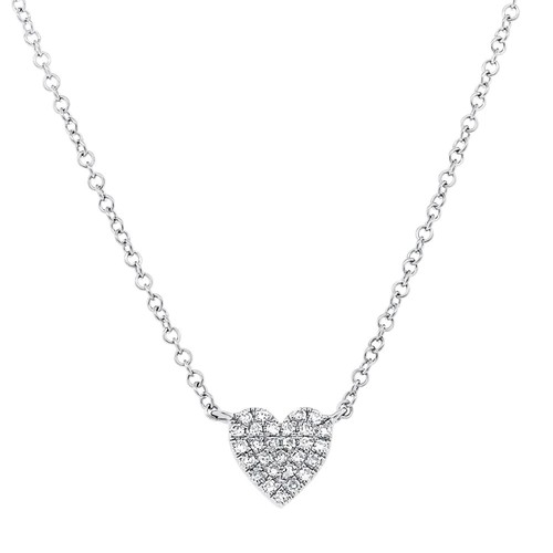 14k oro bianco diamante cuore - 14k,