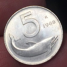 5 LIRE 1966 - DELFINO E TIMONE - REPUBBLICA ITALIANA