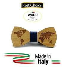  PAPILLON uomo LEGNO mondo mappamondo moda farfalla matrimonio cerimonia 