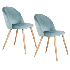 Set di 2 Sedie da Pranzo in Velluto, Sedie Imbottite con Gambe in Metallo Verde