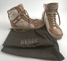 SCARPE SNEACKER HOGAN REBEL TG. 39 MARRONI BEIGE UOMO DONNA 100% ORIGINALI 