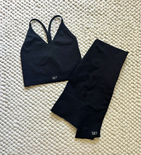 Set active nero senza cuciture - set,