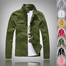 Giacca jeans uomo denim cotone casual cappotto camionista bottoni giacca classica