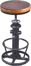 Sgabello Americano in Stile Antico Industriale, Con Seduta Rotonda, Altezza Rego