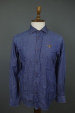 Camicia denim Aeronautica Militare blu cotone slim fit colletto bottoni taglia XL