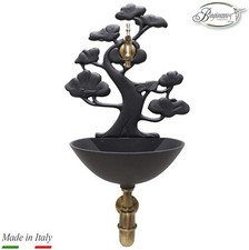 Fontana a muro Azalea colore ghisa con rubinetto e sifone brunito casa giardino