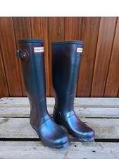 Stivali alti da donna Hunter Wellies originali Nebula Wellington blu UK 5