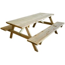TAVOLO CON PANCHE PIC NIC LEGNO ESTERNO GIARDINO TAVOLI 180x160x70cm VERDELOOK
