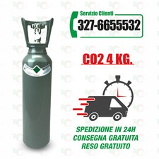 Bombola CO2 da 4 Kg con valvola residuale, nuova, carica, anche alimentare.