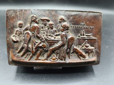 Tabacchiera antica in legno e cuoio, Snuff box