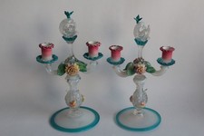 MURANO Coppia Candelabri vetro