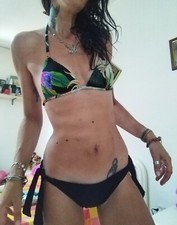 Costume Bikini Donna Nero Verde Foglia H&m  Xxs 32 Triangolo 