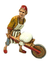 Pastore con Carro e Sacco Landi Moranduzzo Cm 10 - Carretto Pastori Presepe