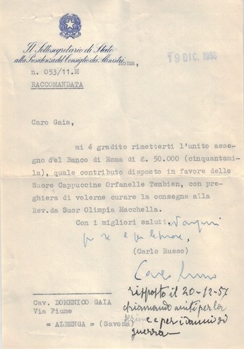 Dic 1956 lettera con - lettera,