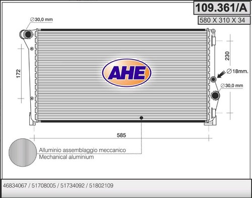 Radiatore motore fiat idea - radiatore,