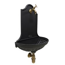 Fontana a muro Siviglia colore ghisa con Rubinetto 303 e Sifone in Ottone