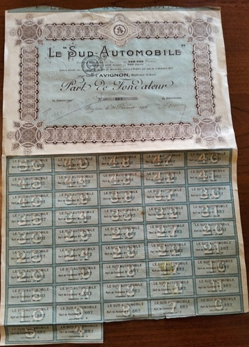 1916 certificato azionario - 1916,