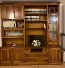 parete attrezzata, mobile salotto in legno massello artigianale 