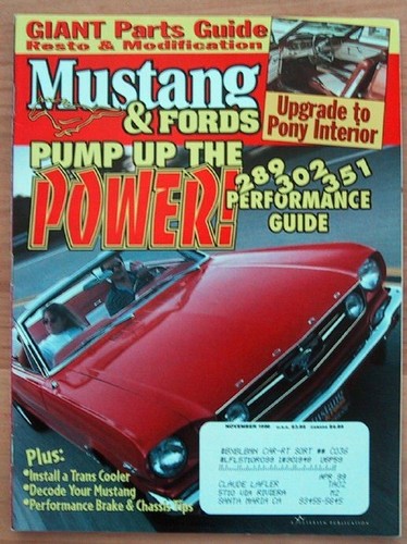 Mustang fords 1998 - 1998, nov