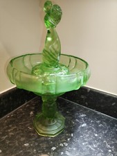 Uranio superbo raro art deco vintage Muller Schweig Comport & pezzo centrale da donna